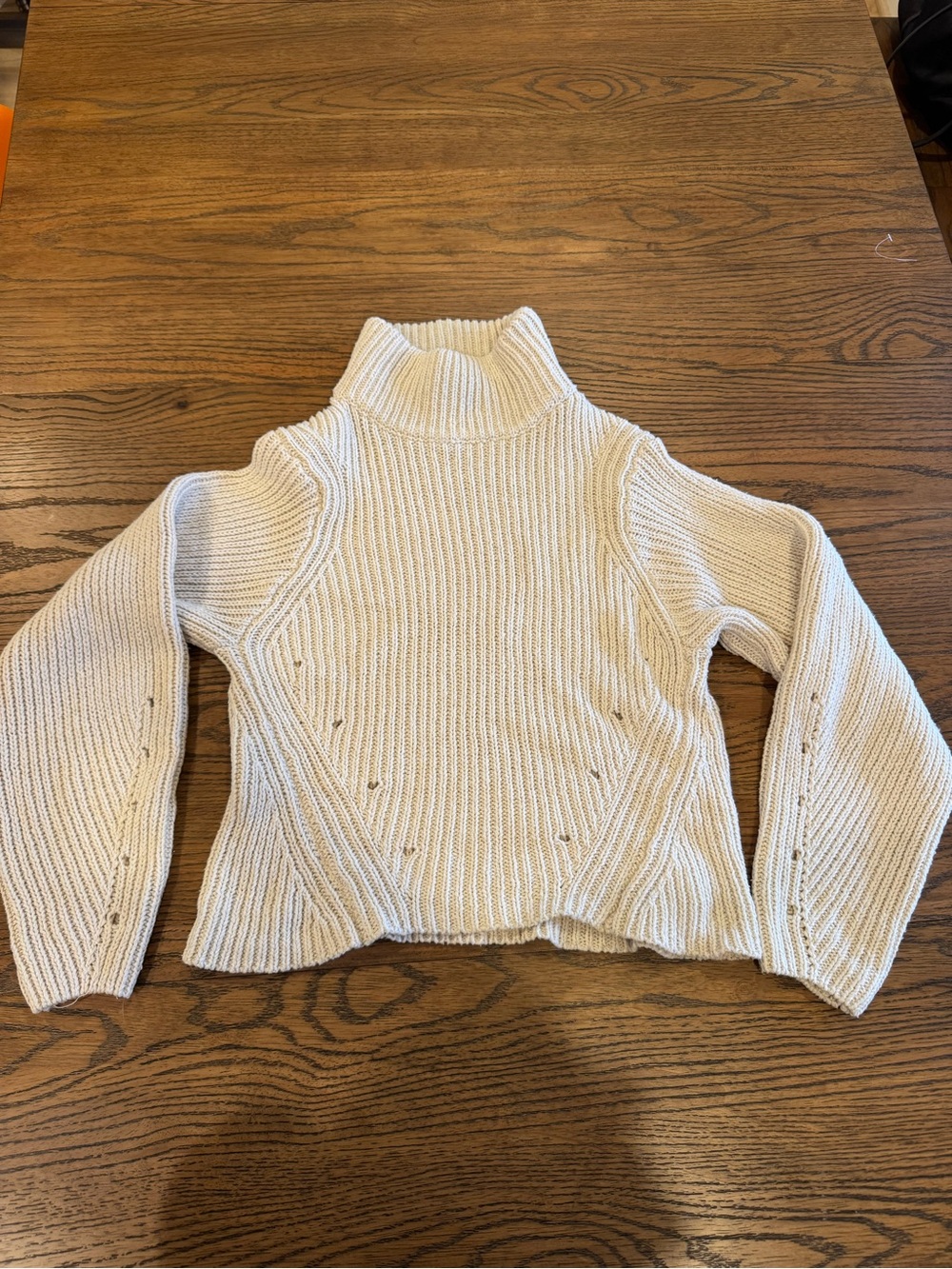FAVLUX Cream Ribbed Turtleneck Sweater
